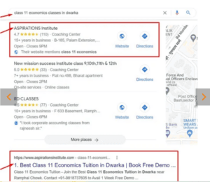 Aspirations Institute SEO Ranking Portfolio Images