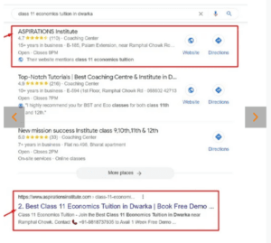 Aspirations Institute Website SEO Ranking Portfolio