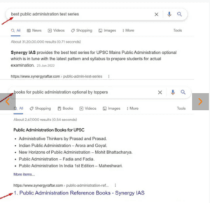 synergy ias website seo ranking portfolio image